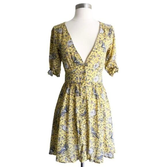 AUGUSTE X REVOLVE Valentina Boho Mini Dress in Floral Bird Yellow US Size 2 - Picture 6 of 13